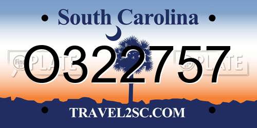 O322757 South Carolina License Plate