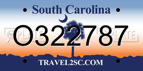 O322787 South Carolina License Plate