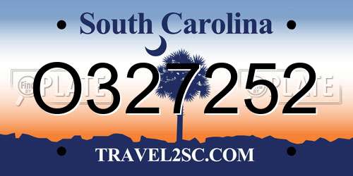 O327252 South Carolina License Plate