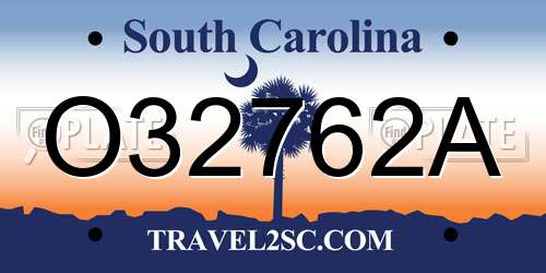 O32762A South Carolina License Plate