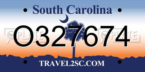 O327674 South Carolina License Plate