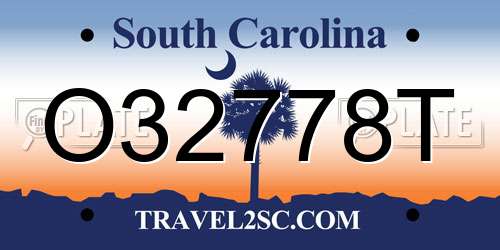 O32778T South Carolina License Plate
