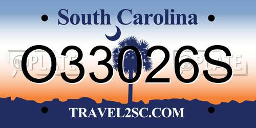O33026S South Carolina License Plate