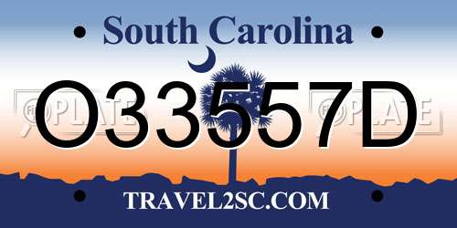 O33557D South Carolina License Plate