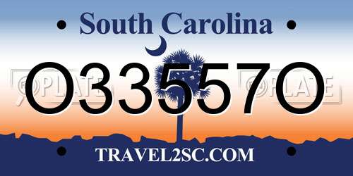 O33557O South Carolina License Plate