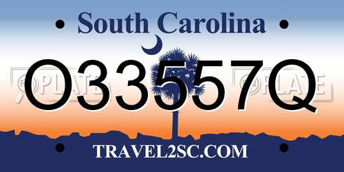 O33557Q South Carolina License Plate