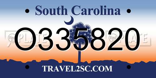 O335820 South Carolina License Plate