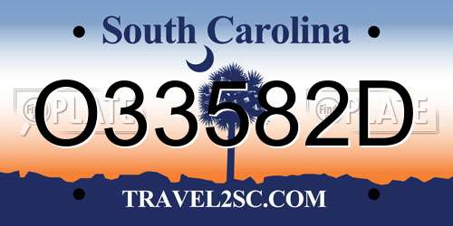 O33582D South Carolina License Plate