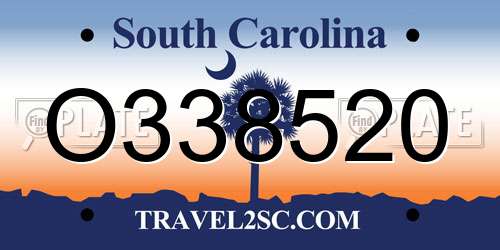 O338520 South Carolina License Plate