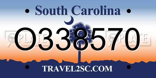 O338570 South Carolina License Plate