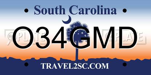 O34GMD South Carolina License Plate