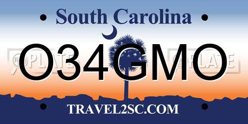 O34GMO South Carolina License Plate