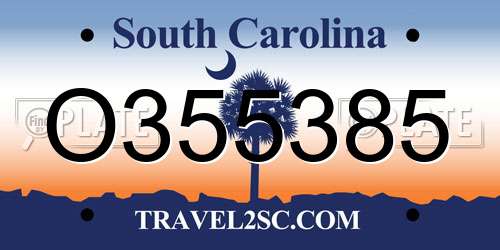 O355385 South Carolina License Plate