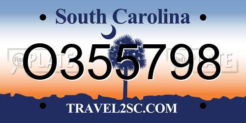 O355798 South Carolina License Plate