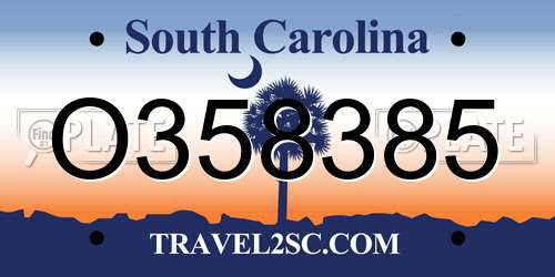 O358385 South Carolina License Plate