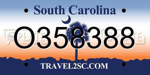 O358388 South Carolina License Plate