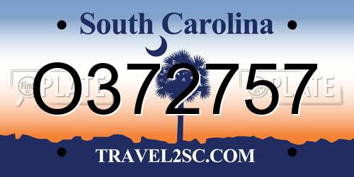 O372757 South Carolina License Plate