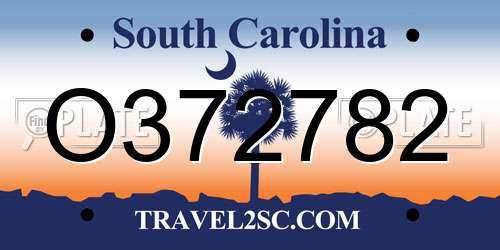 O372782 South Carolina License Plate