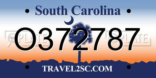 O372787 South Carolina License Plate