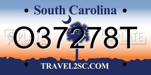 O37278T South Carolina License Plate