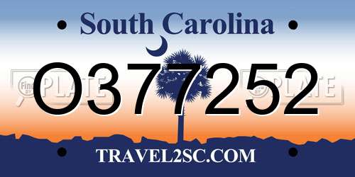 O377252 South Carolina License Plate