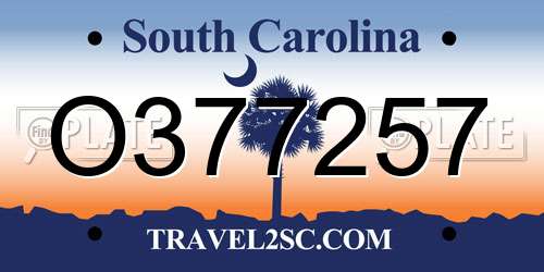 O377257 South Carolina License Plate
