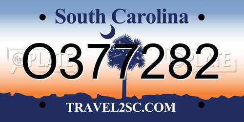 O377282 South Carolina License Plate