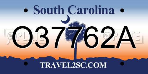 O37762A South Carolina License Plate
