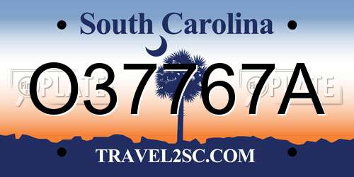 O37767A South Carolina License Plate