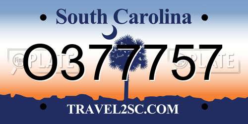 O377757 South Carolina License Plate