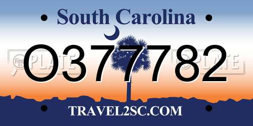 O377782 South Carolina License Plate