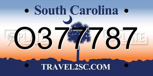 O377787 South Carolina License Plate