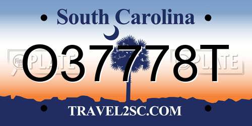 O37778T South Carolina License Plate