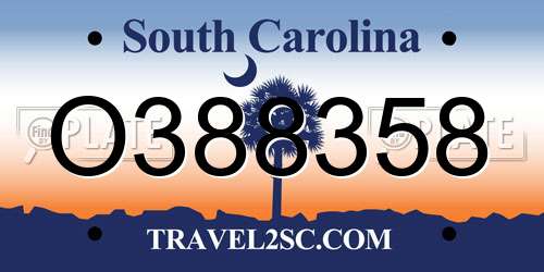 O388358 South Carolina License Plate