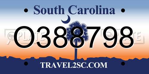 O388798 South Carolina License Plate