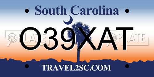 O39XAT South Carolina License Plate