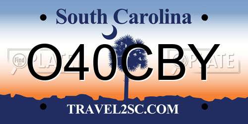 O40CBY South Carolina License Plate