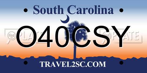O40CSY South Carolina License Plate