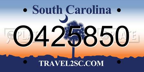 O425850 South Carolina License Plate