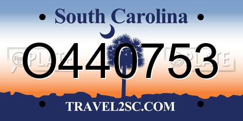 O440753 South Carolina License Plate