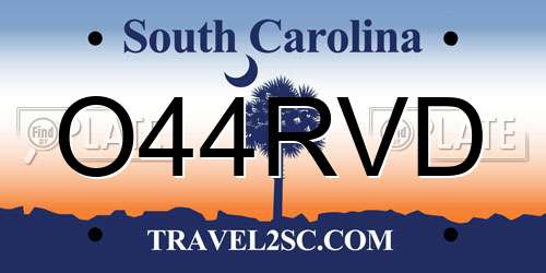 O44RVD South Carolina License Plate
