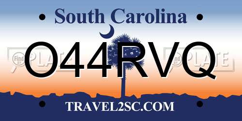 O44RVQ South Carolina License Plate