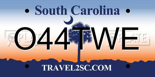 O44TWE South Carolina License Plate
