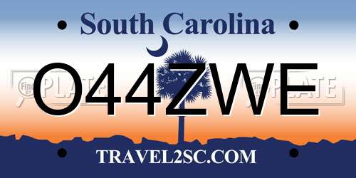 O44ZWE South Carolina License Plate
