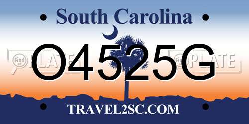 O4525G South Carolina License Plate