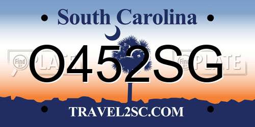 O452SG South Carolina License Plate