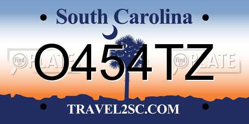 O454TZ South Carolina License Plate