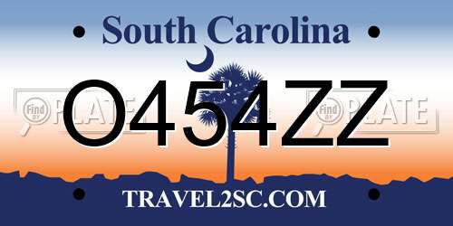 O454ZZ South Carolina License Plate