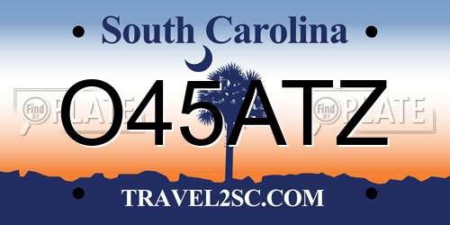 O45ATZ South Carolina License Plate