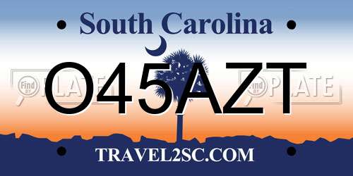 O45AZT South Carolina License Plate